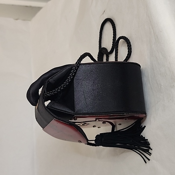Vtg‎ Angela Frascone Black Red Satin Resin Purse Western Motif tassel bling - Picture 4 of 7
